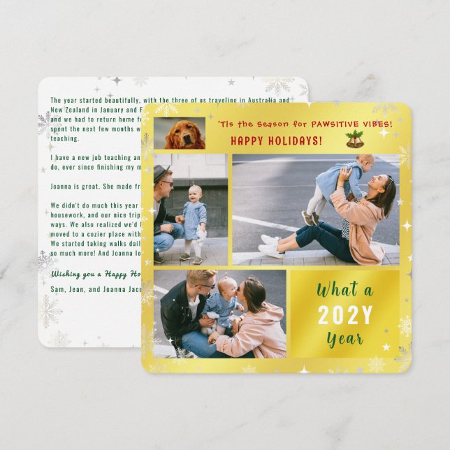 Cartão De Festividades Feliz Natal Feliz, Ouro Feriado (Frente/Verso)