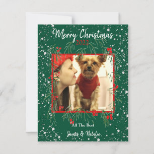 Cartão De Festividades Feliz Natal Feriado Personalizado da Família Snowy