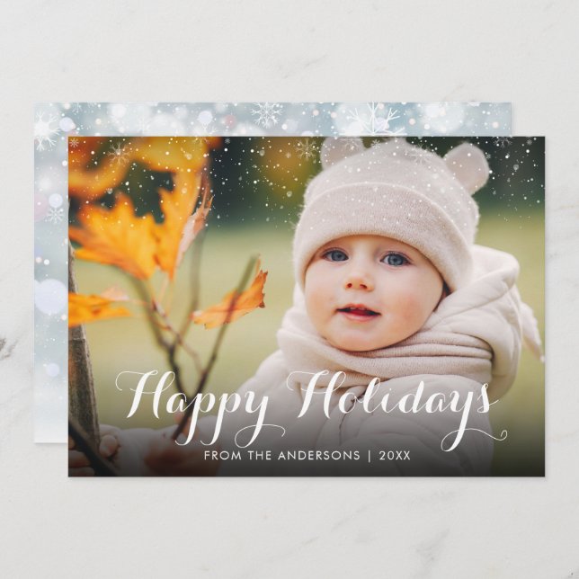 Cartão De Festividades Feliz Natal Feriados - Foto da Neve (Frente/Verso)