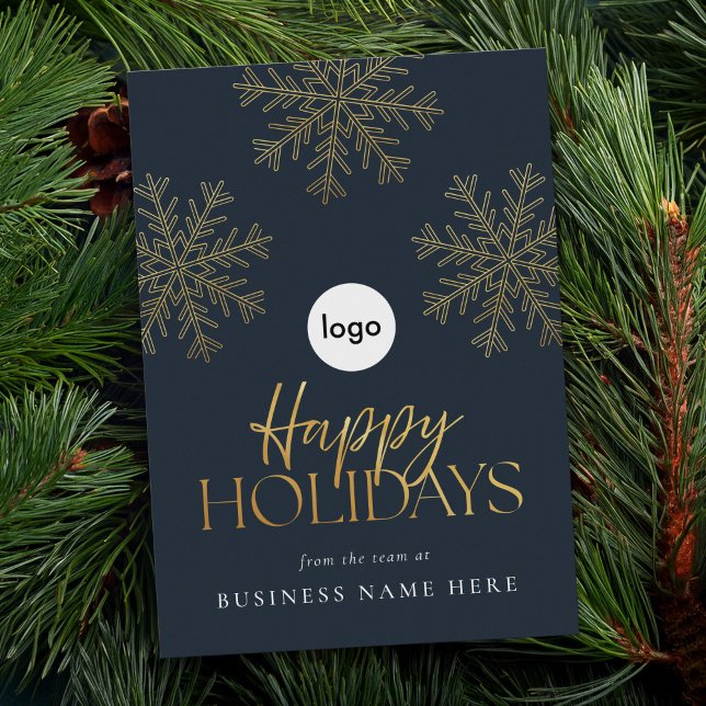 Cartão De Festividades Feliz Natal Feriados Modernos e Dourados Flocos de (Criador carregado)