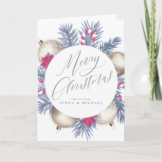 Cartão De Festividades Feliz Natal Férias Wreath (Frente)