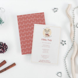 Cartão De Festividades Feliz Natal Festa de Férias da Rena Fofa