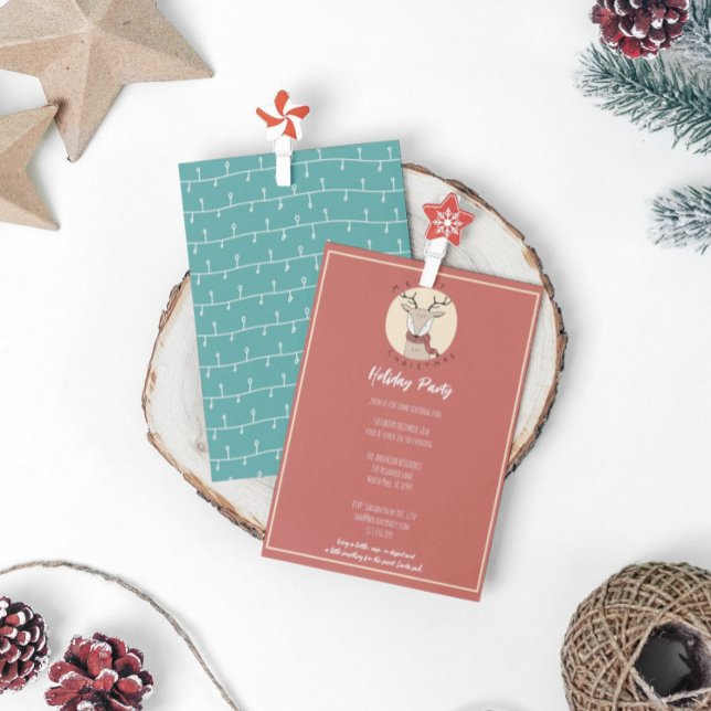 Cartão De Festividades Feliz Natal Festa de Fim de Ano da Rena Fofa (Criador carregado)