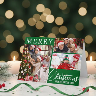 Cartão De Festividades Feliz Natal Festivo Colagem de Fotos Verde