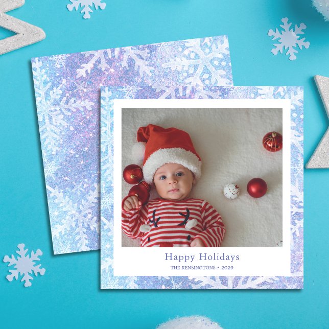 Cartão De Festividades Feliz Natal Festivo Foto do bebê (Custom Baby's First Christmas Square Holiday Card)