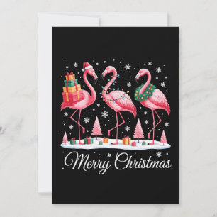 Cartão De Festividades Feliz Natal Flamingo Luz Chapéu do Papai Noel Nata