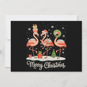 Cartão De Festividades Feliz Natal Flamingo Luzes de Natal Chapéu do Papa