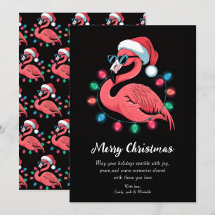 Cartão De Festividades Feliz Natal Flamingo Rosa Personalizado
