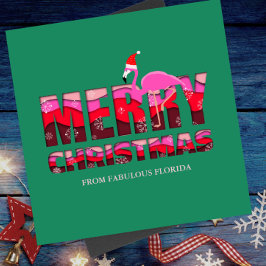 Cartão De Festividades Feliz Natal Flamingo Rosa Personalizado de Natal