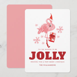 Cartão De Festividades Feliz Natal Flamingo Rosa Tropical Família