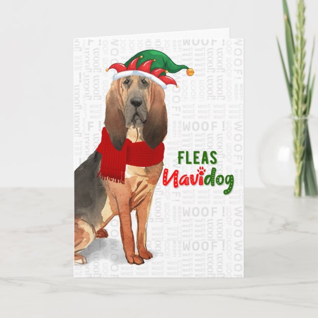 Cartão De Festividades Feliz Natal Fleas NaviDOG (Frente)
