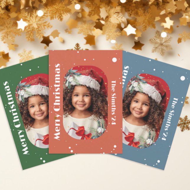 Cartão De Festividades Feliz Natal Floco de Neve e Mistura Foto (Criador carregado)