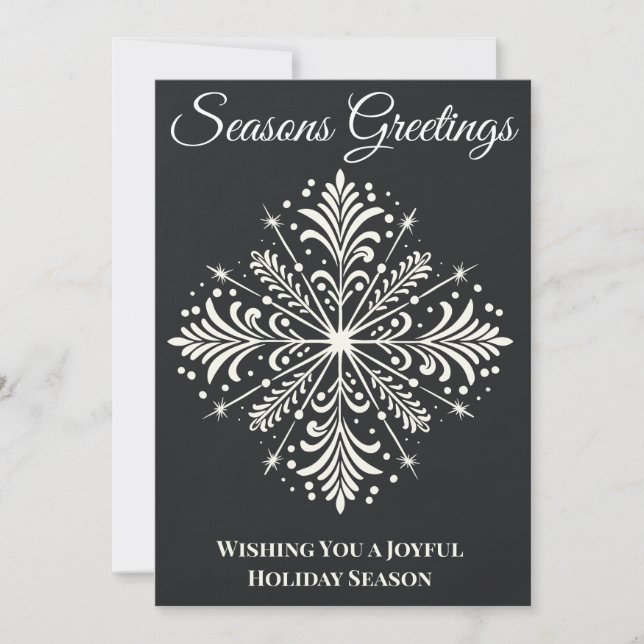 Cartão De Festividades Feliz Natal - Floco de Neve Único (Frente)