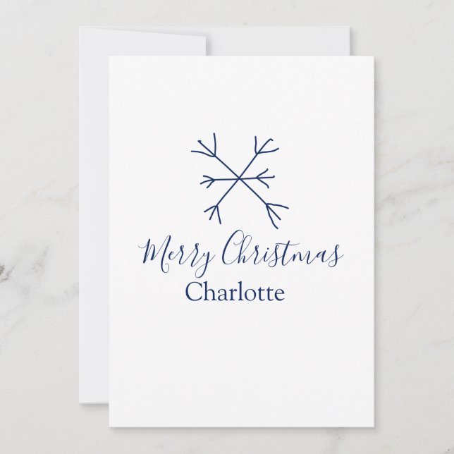 Cartão De Festividades Feliz Natal flocos de neve azuis adicionam nomes d (Frente)