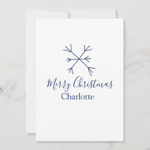 Cartão De Festividades Feliz Natal flocos de neve azuis adicionam nomes d