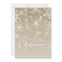 Feliz Natal Flocos de Neve Brancos Saudação bege B