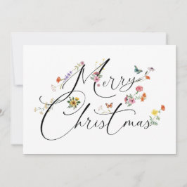 Cartão De Festividades Feliz Natal Flores Silvestres Boho Moderno