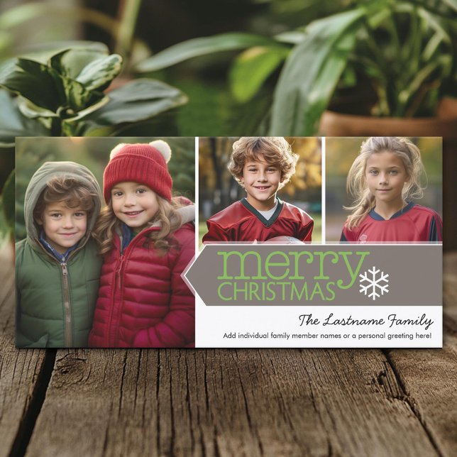 Cartão De Festividades Feliz Natal Foto - 3 fotos (Custom Holiday Photo Card)