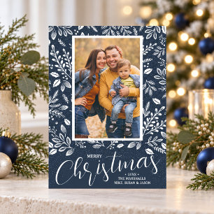 Cartão De Festividades Feliz Natal Foto Azul Marinho