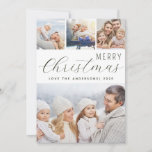 Cartão De Festividades Feliz Natal Foto Collage Green<br><div class="desc">Um cartão de Natal moderno para enviar os desejos de Feliz Natal para sua família e amigos. O design apresenta uma coleção de fotos de suas fotos favoritas da família. Personalize com seu nome de família. O verso é verde com uma camada de neve.</div>