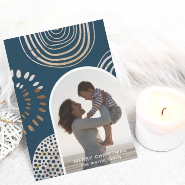 Cartão De Festividades Feliz Natal Foto com Azul de Mensagem (Criador carregado)