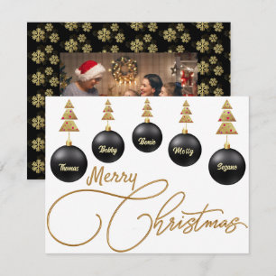 Cartão De Festividades Feliz Natal! Foto da Árvore Dourada no Verso branc