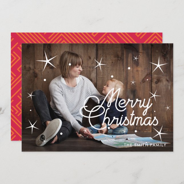 Cartão De Festividades Feliz Natal - Foto da Família Clássica (Frente/Verso)