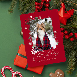 Cartão De Festividades Feliz Natal Foto da Família Flocos de Neve de inve