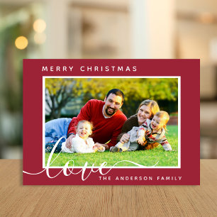 Cartão De Festividades Feliz Natal Foto da Família Mínima Simples