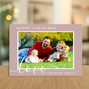 Cartão De Festividades Feliz Natal Foto da Família Mínima Simples