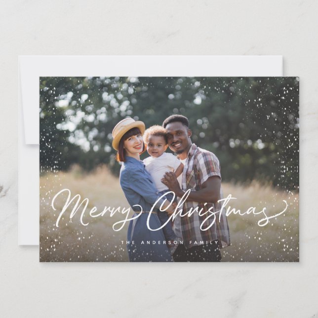 Cartão De Festividades Feliz Natal Foto da Neve (Frente)