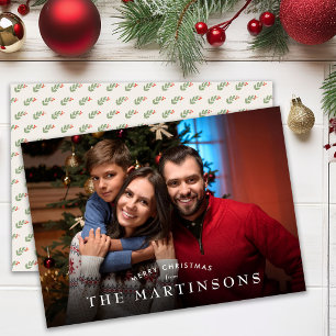 Cartão De Festividades Feliz Natal Foto de Família Natal Elegante