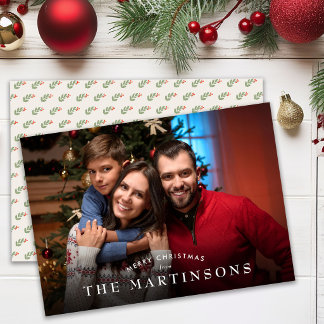 Cartão De Festividades Feliz Natal Foto de Família Natal Elegante
