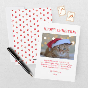 Cartão De Festividades Feliz Natal Foto de Gato Pet 