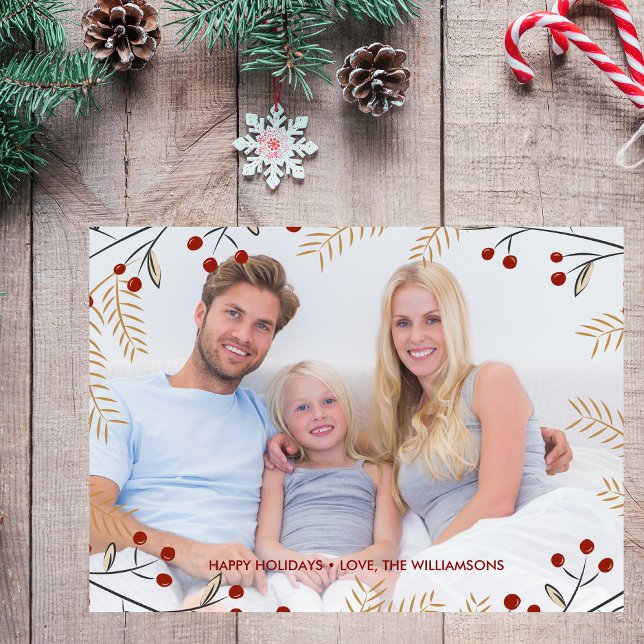 Cartão De Festividades Feliz Natal Foto de inverno Berries Botânicos de i (Criador carregado)