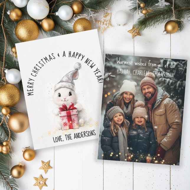 Cartão De Festividades Feliz Natal Foto de inverno Rabbit Natal (Criador carregado)