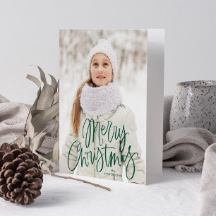 Cartão De Festividades Feliz Natal - Foto de Script Verde Impressionante