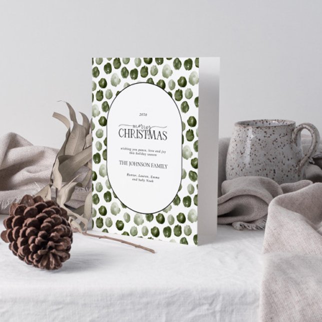 Cartão De Festividades Feliz Natal - Foto dos pontos verdes modernos (Get into the holiday spirit with a heartfelt folded christmas card! 🎅)