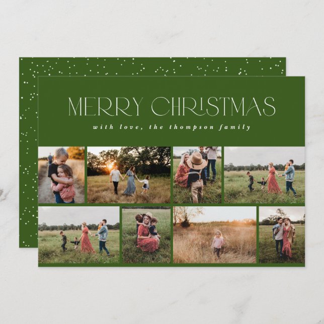 Cartão De Festividades Feliz Natal Foto Mínima de Pinheiro Verde (Frente/Verso)