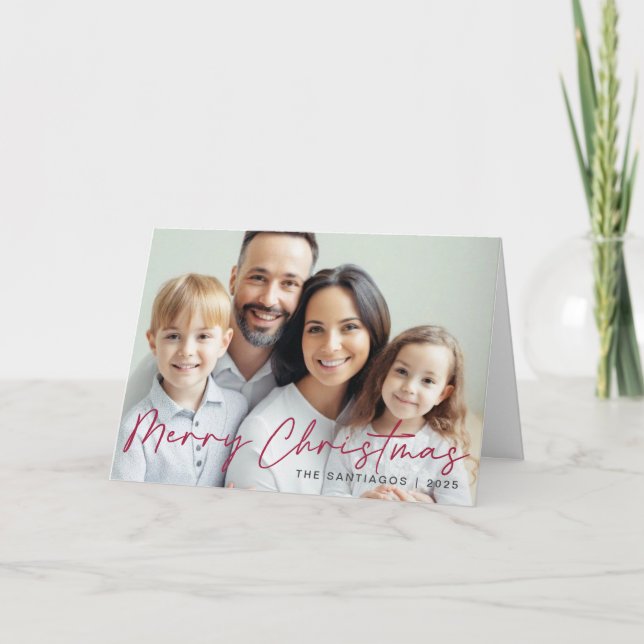 Cartão De Festividades Feliz Natal Foto Moderna (Frente)