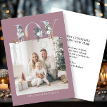 Cartão De Festividades Feliz Natal! Foto moderna e simples<br><div class="desc">Cartão de Natal "Joy-Merry" específico do cliente. Celebre a alegria da época de férias com este cartão com fotos maravilhosamente projetado e personalizável. O elegante fundo de morango enquadra perfeitamente sua foto pessoal da família, fazer que seus cartões de natal se destacem com estilo. Por cima, a palavra "JOY" aparece...</div>