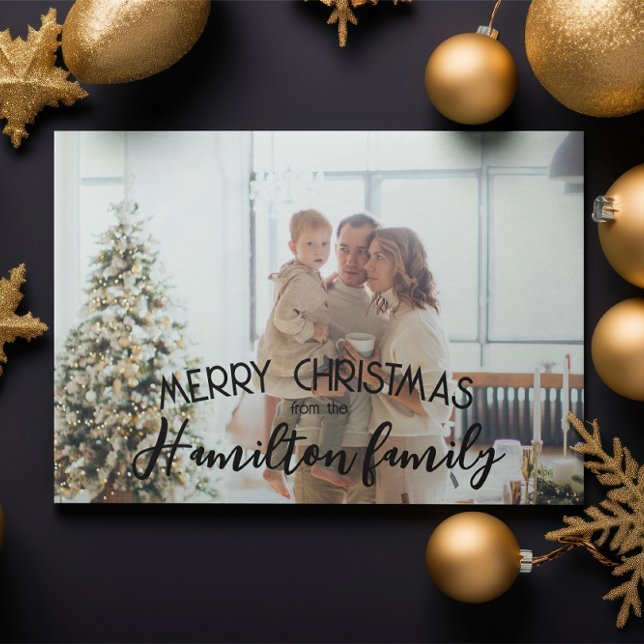 Cartão De Festividades Feliz Natal Foto Personalizada (Merry Christmas Personalized Photo Holiday Cards by Ricaso. Add your own photograph and text)