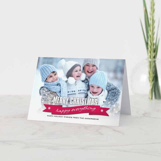 Cartão De Festividades Feliz Natal. Foto Personalizada de Tudo Feliz (Frente)