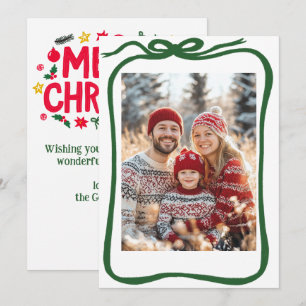 Cartão De Festividades Feliz Natal, FOTO PERSONALIZADA Desenhada À Mão