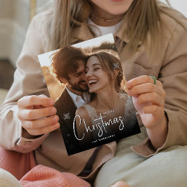 Cartão De Festividades Feliz Natal Foto Personalizada do Casal Feliz