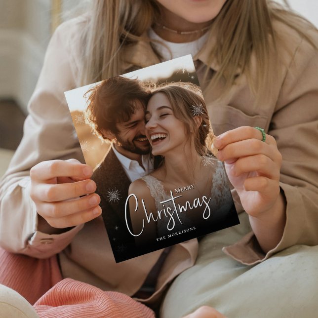 Cartão De Festividades Feliz Natal Foto Personalizada do Casal Feliz (Criador carregado)