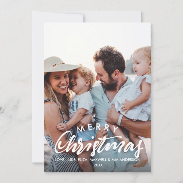 Cartão De Festividades FELIZ NATAL Foto Personalizada Esboçada (Frente)