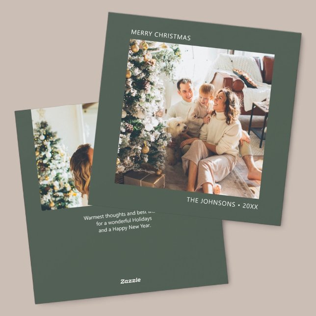Cartão De Festividades Feliz Natal - Foto Simples Verde (Criador carregado)