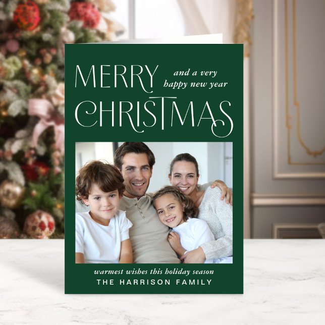 Cartão De Festividades Feliz Natal Foto Verde (This holiday season, let your family's smiles and heartwarming memories shine on our photo card)