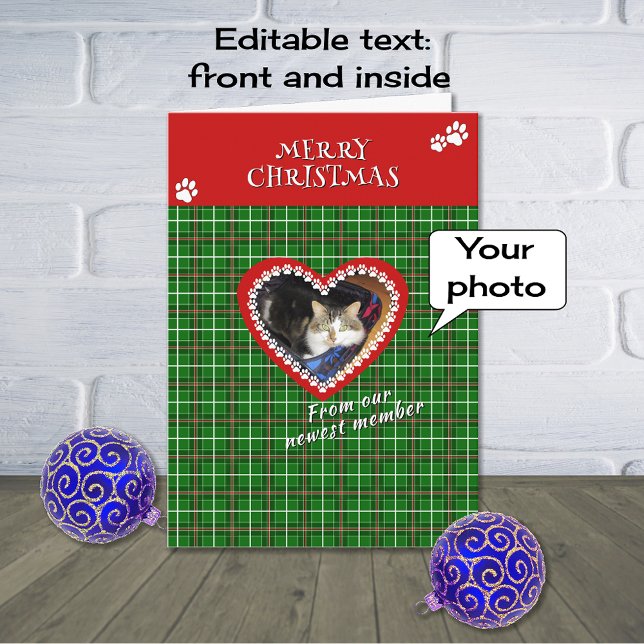 Cartão De Festividades Feliz Natal, foto vermelha verde (Criador carregado)